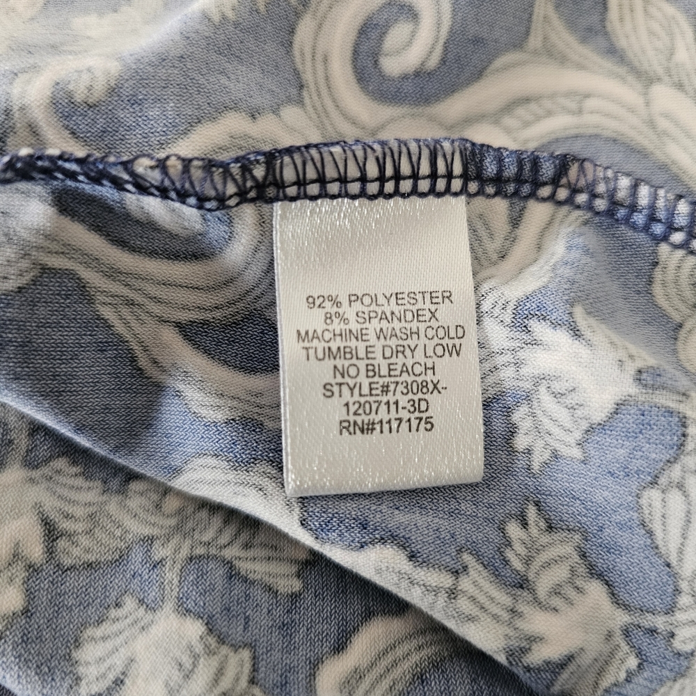 HAANI maxi dress size 1X blue white floral elastic waist short sleeve  V neck - Picture 8 of 8